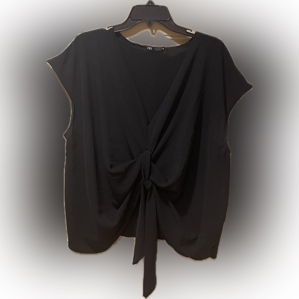 Zara Black Knot Front Blouse